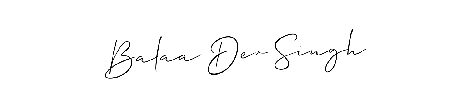 It looks lik you need a new signature style for name Balaa Dev Singh. Design unique handwritten (Allison_Script) signature with our free signature maker in just a few clicks. Balaa Dev Singh signature style 2 images and pictures png