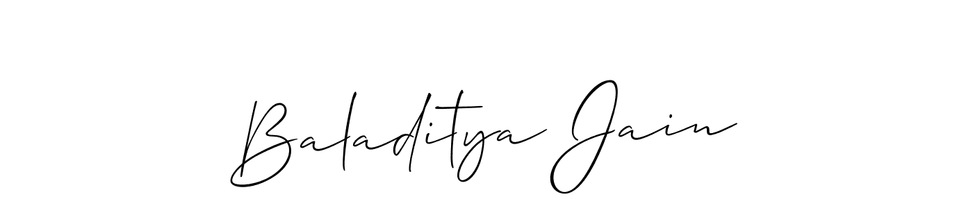 Allison_Script is a professional signature style that is perfect for those who want to add a touch of class to their signature. It is also a great choice for those who want to make their signature more unique. Get Baladitya Jain name to fancy signature for free. Baladitya Jain signature style 2 images and pictures png