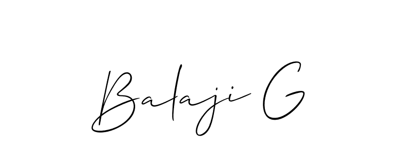 How to make Balaji G signature? Allison_Script is a professional autograph style. Create handwritten signature for Balaji G name. Balaji G signature style 2 images and pictures png