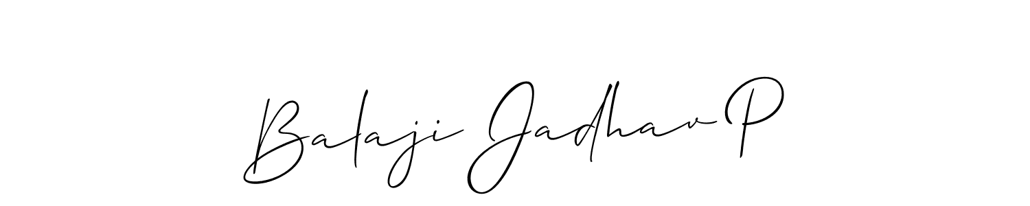 Balaji Jadhav P stylish signature style. Best Handwritten Sign (Allison_Script) for my name. Handwritten Signature Collection Ideas for my name Balaji Jadhav P. Balaji Jadhav P signature style 2 images and pictures png