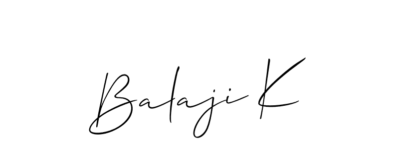 Create a beautiful signature design for name Balaji K. With this signature (Allison_Script) fonts, you can make a handwritten signature for free. Balaji K signature style 2 images and pictures png