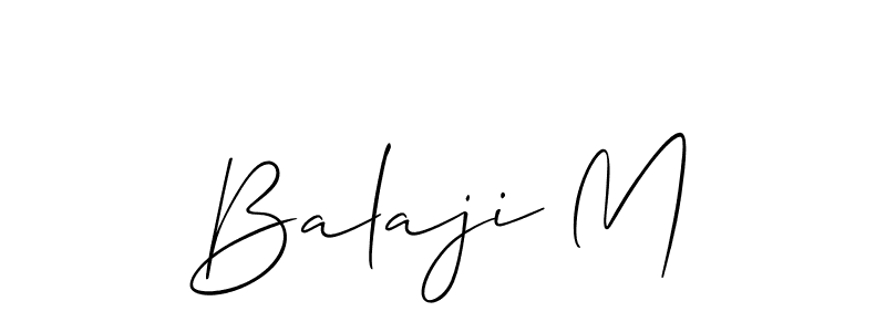 if you are searching for the best signature style for your name Balaji M. so please give up your signature search. here we have designed multiple signature styles  using Allison_Script. Balaji M signature style 2 images and pictures png