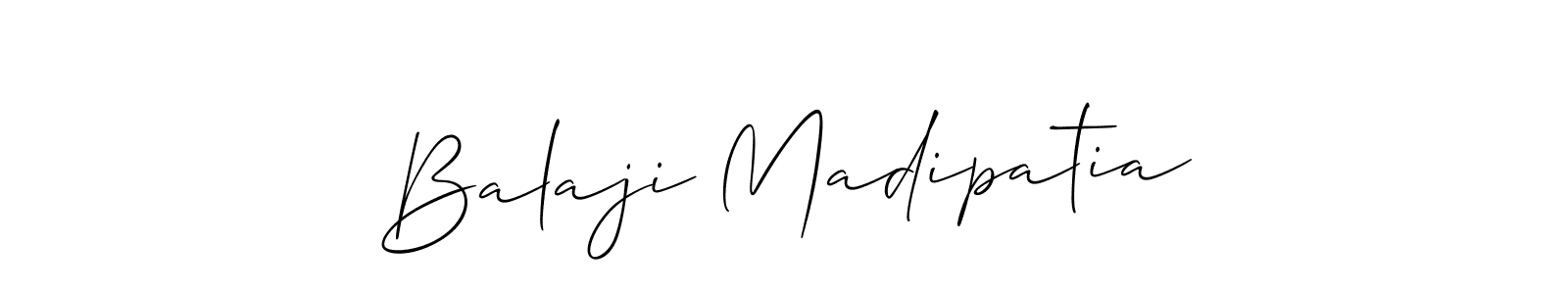Allison_Script is a professional signature style that is perfect for those who want to add a touch of class to their signature. It is also a great choice for those who want to make their signature more unique. Get Balaji Madipatia name to fancy signature for free. Balaji Madipatia signature style 2 images and pictures png