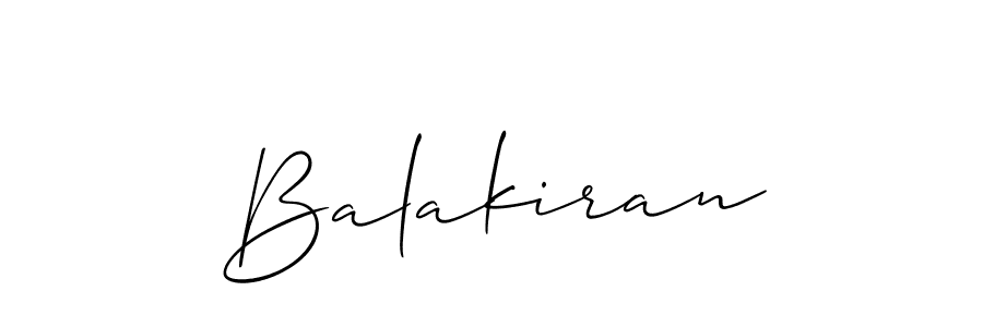 Use a signature maker to create a handwritten signature online. With this signature software, you can design (Allison_Script) your own signature for name Balakiran. Balakiran signature style 2 images and pictures png