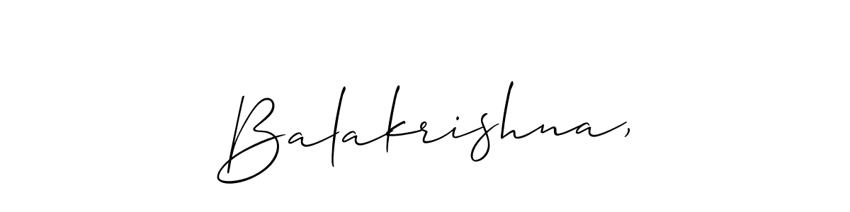 Design your own signature with our free online signature maker. With this signature software, you can create a handwritten (Allison_Script) signature for name Balakrishna,. Balakrishna, signature style 2 images and pictures png