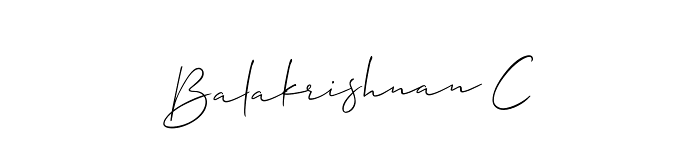 Use a signature maker to create a handwritten signature online. With this signature software, you can design (Allison_Script) your own signature for name Balakrishnan C. Balakrishnan C signature style 2 images and pictures png