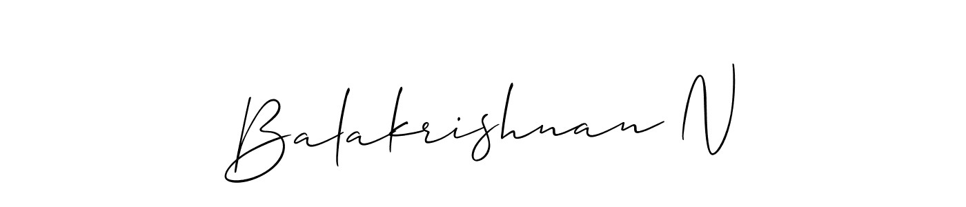 How to make Balakrishnan N signature? Allison_Script is a professional autograph style. Create handwritten signature for Balakrishnan N name. Balakrishnan N signature style 2 images and pictures png