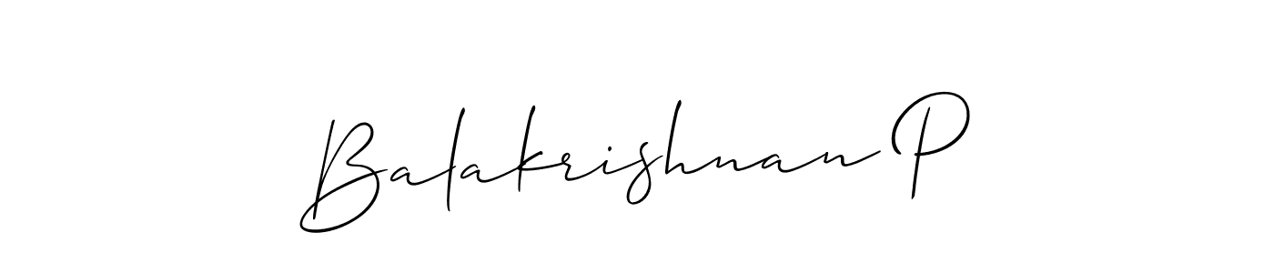 Balakrishnan P stylish signature style. Best Handwritten Sign (Allison_Script) for my name. Handwritten Signature Collection Ideas for my name Balakrishnan P. Balakrishnan P signature style 2 images and pictures png