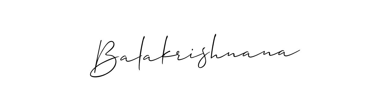 Use a signature maker to create a handwritten signature online. With this signature software, you can design (Allison_Script) your own signature for name Balakrishnana. Balakrishnana signature style 2 images and pictures png