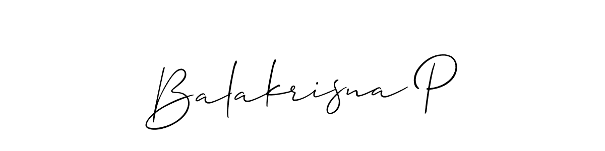 Design your own signature with our free online signature maker. With this signature software, you can create a handwritten (Allison_Script) signature for name Balakrisna P. Balakrisna P signature style 2 images and pictures png