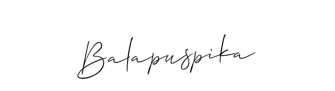 It looks lik you need a new signature style for name Balapuspika. Design unique handwritten (Allison_Script) signature with our free signature maker in just a few clicks. Balapuspika signature style 2 images and pictures png