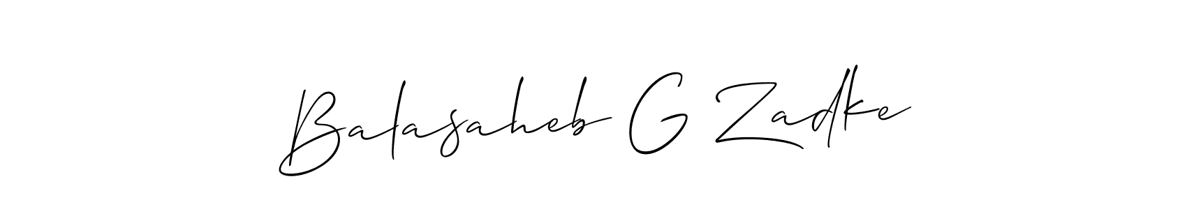 Similarly Allison_Script is the best handwritten signature design. Signature creator online .You can use it as an online autograph creator for name Balasaheb G Zadke. Balasaheb G Zadke signature style 2 images and pictures png