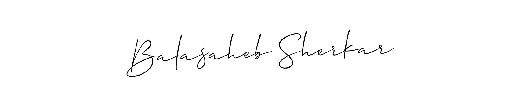 The best way (Allison_Script) to make a short signature is to pick only two or three words in your name. The name Balasaheb Sherkar include a total of six letters. For converting this name. Balasaheb Sherkar signature style 2 images and pictures png