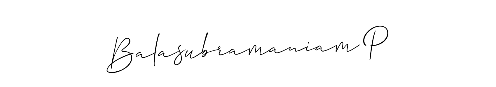 You should practise on your own different ways (Allison_Script) to write your name (Balasubramaniam P) in signature. don't let someone else do it for you. Balasubramaniam P signature style 2 images and pictures png