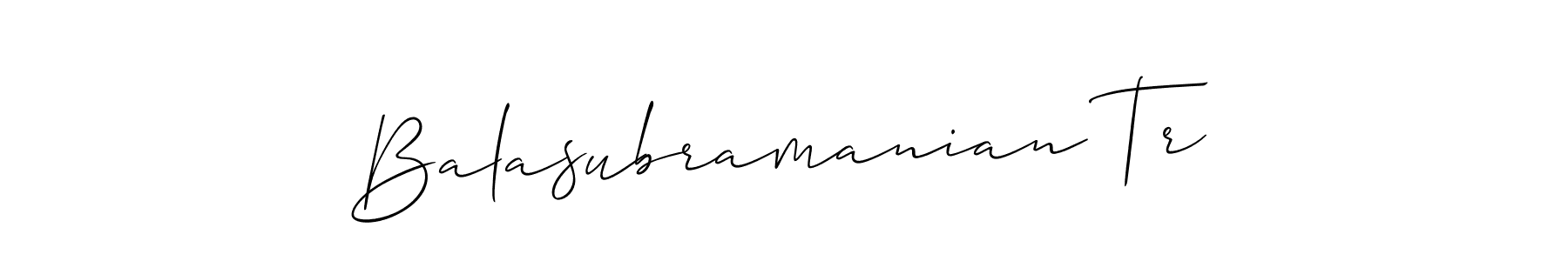 It looks lik you need a new signature style for name Balasubramanian Tr. Design unique handwritten (Allison_Script) signature with our free signature maker in just a few clicks. Balasubramanian Tr signature style 2 images and pictures png
