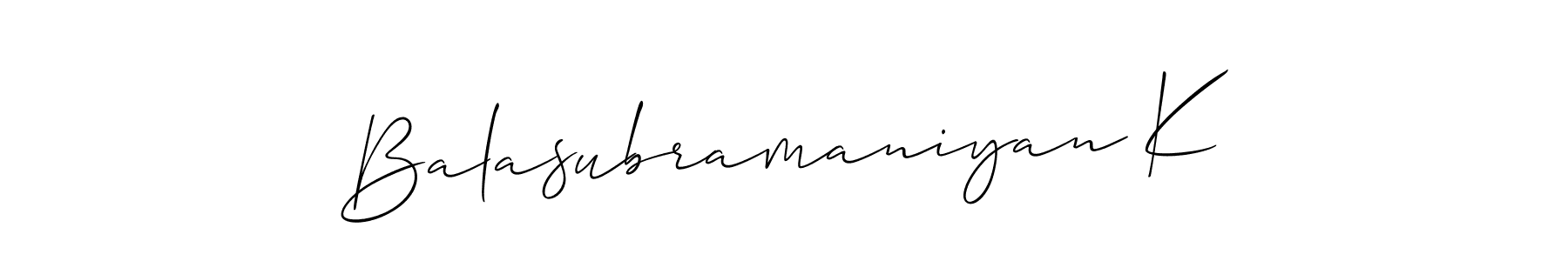 How to Draw Balasubramaniyan K signature style? Allison_Script is a latest design signature styles for name Balasubramaniyan K. Balasubramaniyan K signature style 2 images and pictures png
