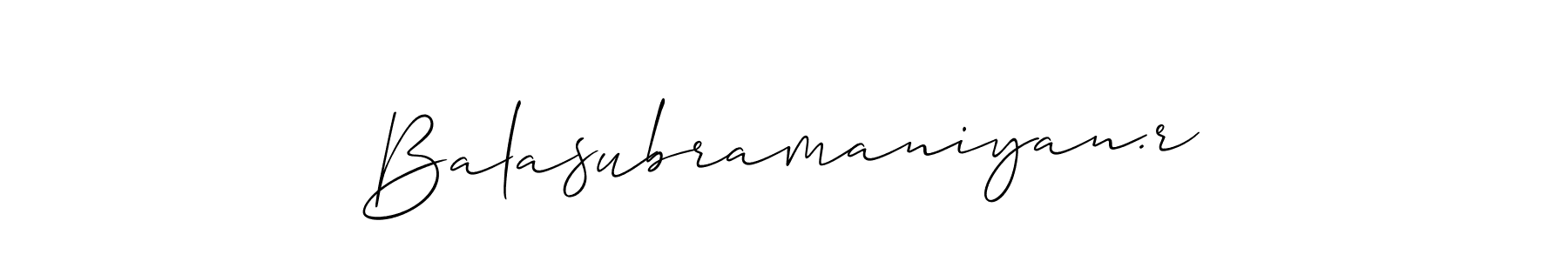 It looks lik you need a new signature style for name Balasubramaniyan.r. Design unique handwritten (Allison_Script) signature with our free signature maker in just a few clicks. Balasubramaniyan.r signature style 2 images and pictures png