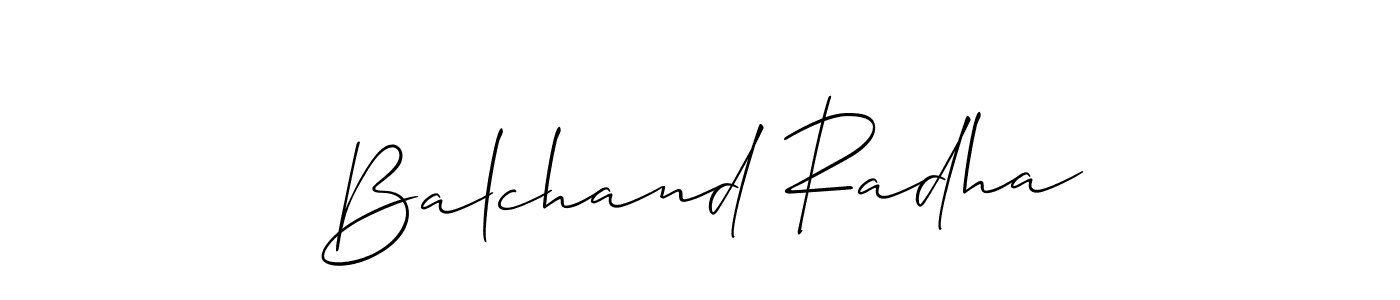 Make a beautiful signature design for name Balchand Radha. With this signature (Allison_Script) style, you can create a handwritten signature for free. Balchand Radha signature style 2 images and pictures png