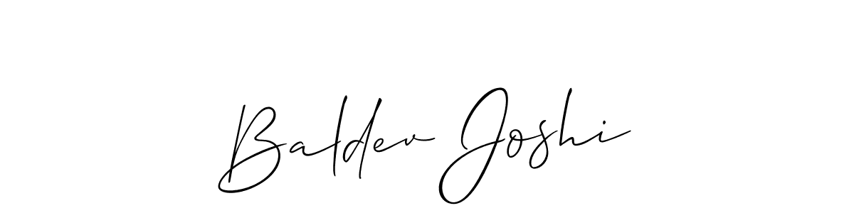 Allison_Script is a professional signature style that is perfect for those who want to add a touch of class to their signature. It is also a great choice for those who want to make their signature more unique. Get Baldev Joshi name to fancy signature for free. Baldev Joshi signature style 2 images and pictures png