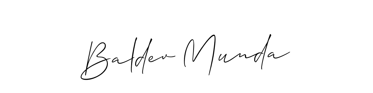 The best way (Allison_Script) to make a short signature is to pick only two or three words in your name. The name Baldev Munda include a total of six letters. For converting this name. Baldev Munda signature style 2 images and pictures png