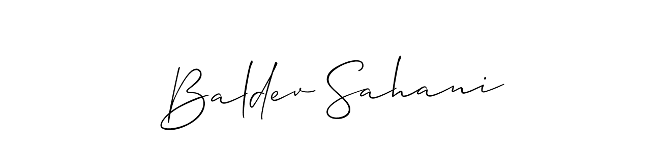 Use a signature maker to create a handwritten signature online. With this signature software, you can design (Allison_Script) your own signature for name Baldev Sahani. Baldev Sahani signature style 2 images and pictures png