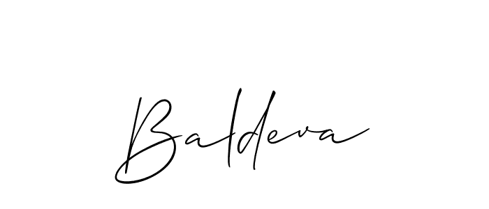 How to make Baldeva signature? Allison_Script is a professional autograph style. Create handwritten signature for Baldeva name. Baldeva signature style 2 images and pictures png