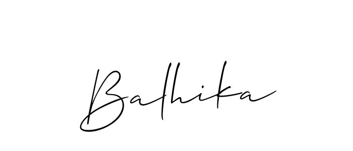 The best way (Allison_Script) to make a short signature is to pick only two or three words in your name. The name Balhika include a total of six letters. For converting this name. Balhika signature style 2 images and pictures png