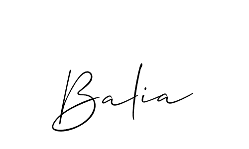 Design your own signature with our free online signature maker. With this signature software, you can create a handwritten (Allison_Script) signature for name Balia. Balia signature style 2 images and pictures png