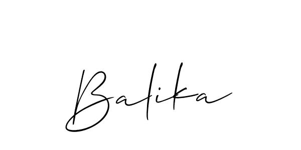 Make a beautiful signature design for name Balika. With this signature (Allison_Script) style, you can create a handwritten signature for free. Balika signature style 2 images and pictures png