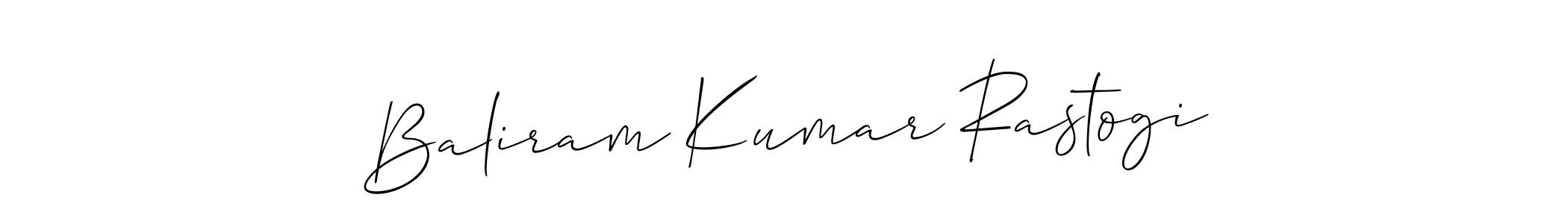 Create a beautiful signature design for name Baliram Kumar Rastogi. With this signature (Allison_Script) fonts, you can make a handwritten signature for free. Baliram Kumar Rastogi signature style 2 images and pictures png