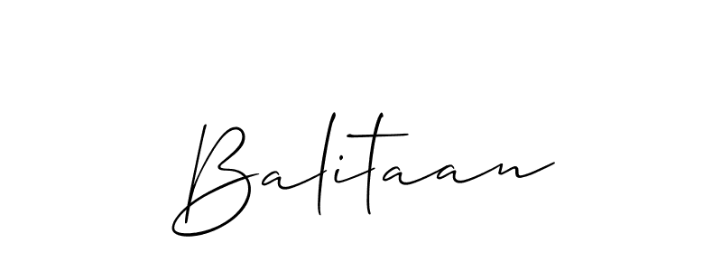 Also You can easily find your signature by using the search form. We will create Balitaan name handwritten signature images for you free of cost using Allison_Script sign style. Balitaan signature style 2 images and pictures png