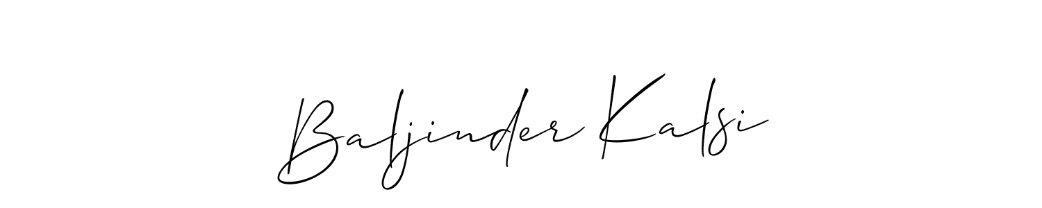 Design your own signature with our free online signature maker. With this signature software, you can create a handwritten (Allison_Script) signature for name Baljinder Kalsi. Baljinder Kalsi signature style 2 images and pictures png