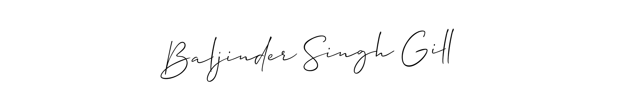 Design your own signature with our free online signature maker. With this signature software, you can create a handwritten (Allison_Script) signature for name Baljinder Singh Gill. Baljinder Singh Gill signature style 2 images and pictures png