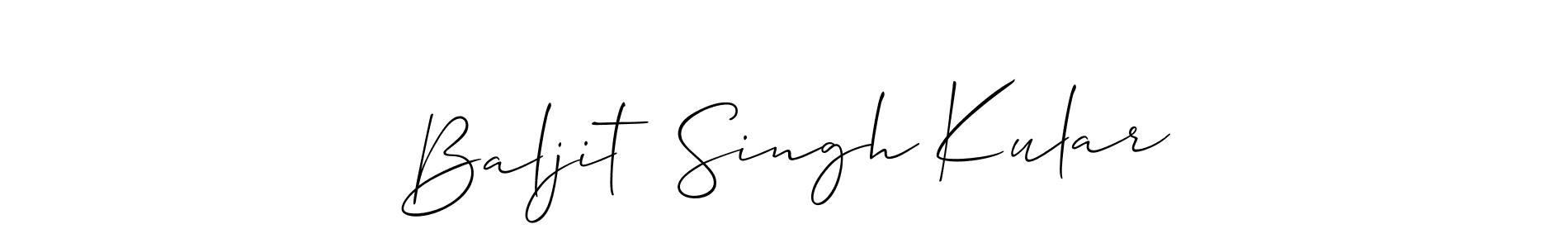 Create a beautiful signature design for name Baljit  Singh Kular. With this signature (Allison_Script) fonts, you can make a handwritten signature for free. Baljit  Singh Kular signature style 2 images and pictures png