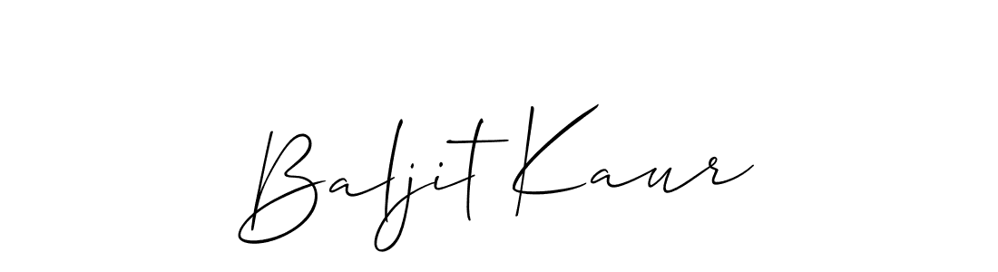 Make a beautiful signature design for name Baljit Kaur. With this signature (Allison_Script) style, you can create a handwritten signature for free. Baljit Kaur signature style 2 images and pictures png