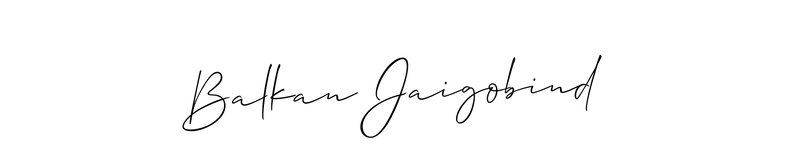 How to make Balkan Jaigobind name signature. Use Allison_Script style for creating short signs online. This is the latest handwritten sign. Balkan Jaigobind signature style 2 images and pictures png