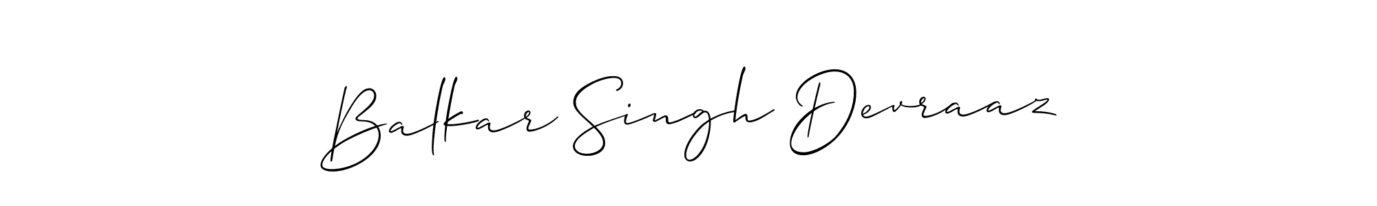 How to make Balkar Singh Devraaz name signature. Use Allison_Script style for creating short signs online. This is the latest handwritten sign. Balkar Singh Devraaz signature style 2 images and pictures png