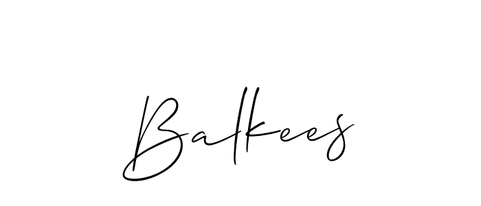 How to make Balkees name signature. Use Allison_Script style for creating short signs online. This is the latest handwritten sign. Balkees signature style 2 images and pictures png