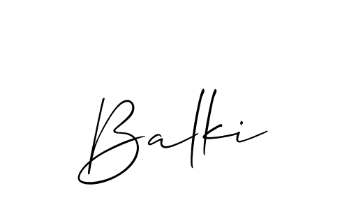 Design your own signature with our free online signature maker. With this signature software, you can create a handwritten (Allison_Script) signature for name Balki. Balki signature style 2 images and pictures png