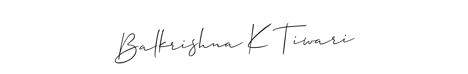 Make a short Balkrishna K Tiwari signature style. Manage your documents anywhere anytime using Allison_Script. Create and add eSignatures, submit forms, share and send files easily. Balkrishna K Tiwari signature style 2 images and pictures png