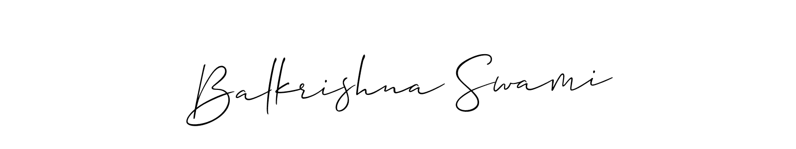 Create a beautiful signature design for name Balkrishna Swami. With this signature (Allison_Script) fonts, you can make a handwritten signature for free. Balkrishna Swami signature style 2 images and pictures png