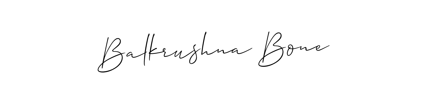 Allison_Script is a professional signature style that is perfect for those who want to add a touch of class to their signature. It is also a great choice for those who want to make their signature more unique. Get Balkrushna Bone name to fancy signature for free. Balkrushna Bone signature style 2 images and pictures png