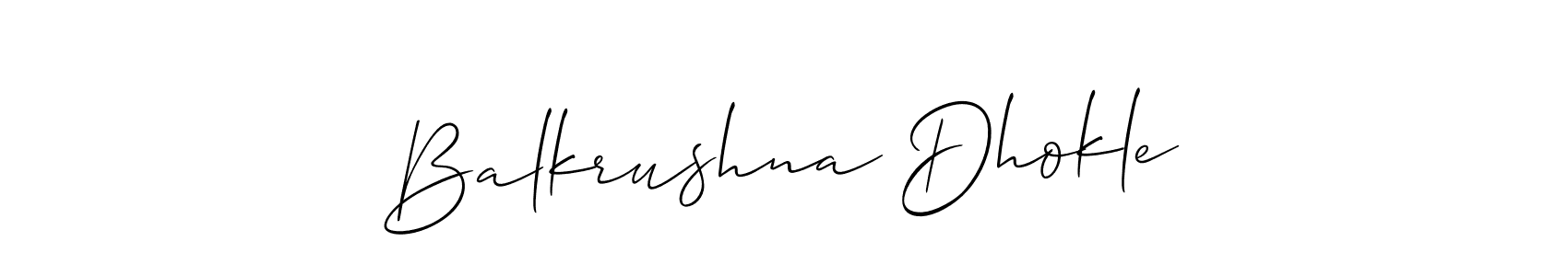 It looks lik you need a new signature style for name Balkrushna Dhokle. Design unique handwritten (Allison_Script) signature with our free signature maker in just a few clicks. Balkrushna Dhokle signature style 2 images and pictures png