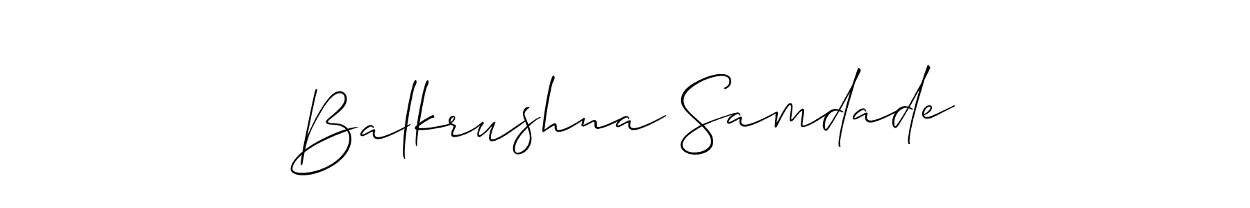 You should practise on your own different ways (Allison_Script) to write your name (Balkrushna Samdade) in signature. don't let someone else do it for you. Balkrushna Samdade signature style 2 images and pictures png