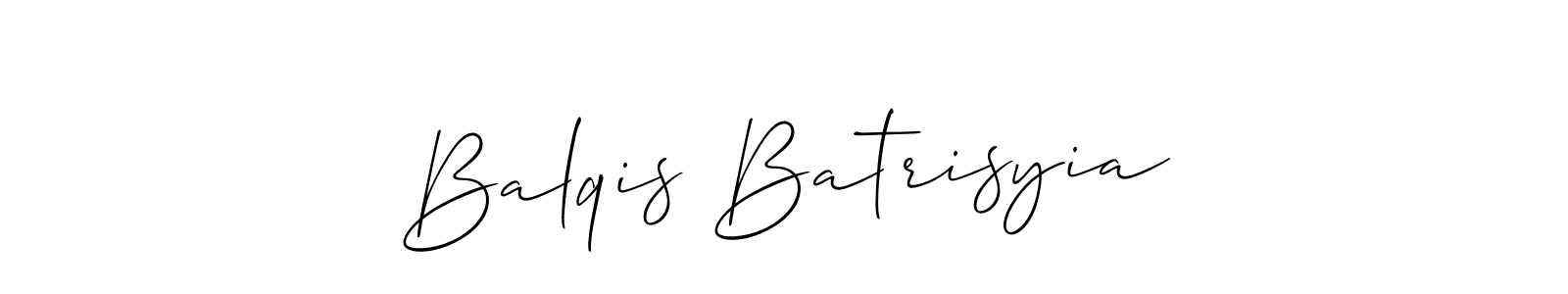 Also You can easily find your signature by using the search form. We will create Balqis Batrisyia name handwritten signature images for you free of cost using Allison_Script sign style. Balqis Batrisyia signature style 2 images and pictures png