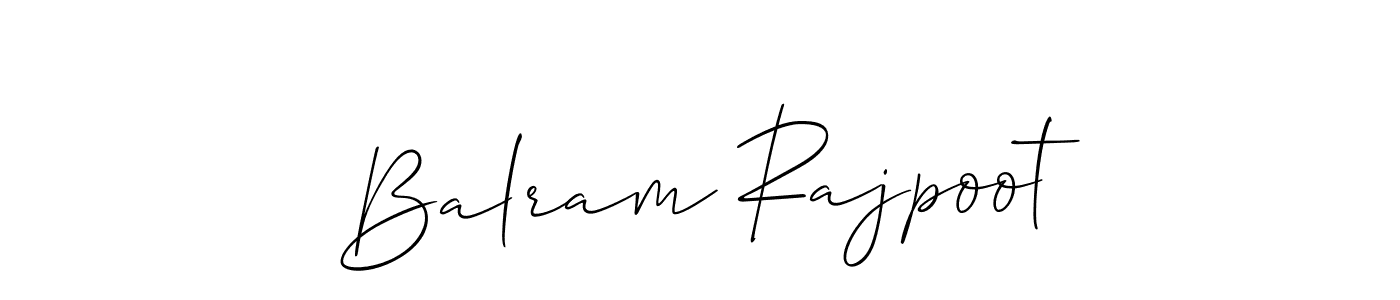 Use a signature maker to create a handwritten signature online. With this signature software, you can design (Allison_Script) your own signature for name Balram Rajpoot. Balram Rajpoot signature style 2 images and pictures png