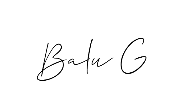 How to make Balu G signature? Allison_Script is a professional autograph style. Create handwritten signature for Balu G name. Balu G signature style 2 images and pictures png