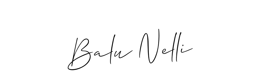 Allison_Script is a professional signature style that is perfect for those who want to add a touch of class to their signature. It is also a great choice for those who want to make their signature more unique. Get Balu Nelli name to fancy signature for free. Balu Nelli signature style 2 images and pictures png