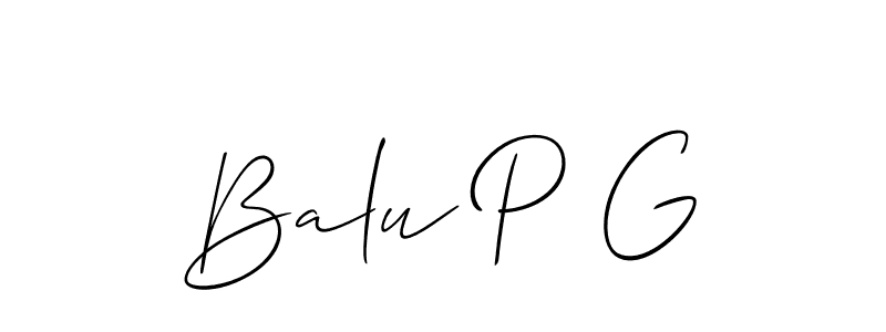 How to make Balu P G name signature. Use Allison_Script style for creating short signs online. This is the latest handwritten sign. Balu P G signature style 2 images and pictures png