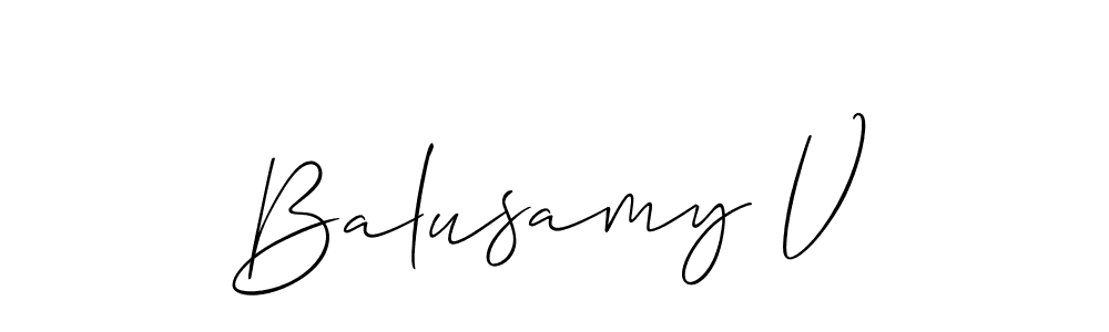 How to make Balusamy V name signature. Use Allison_Script style for creating short signs online. This is the latest handwritten sign. Balusamy V signature style 2 images and pictures png